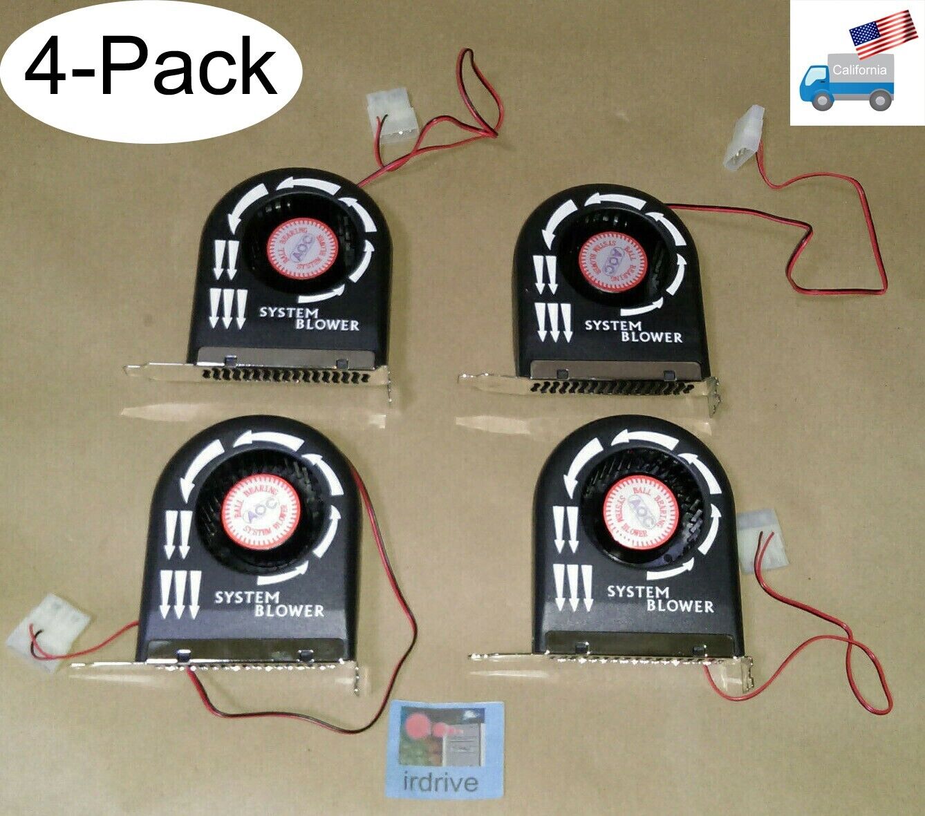 4-Pack: AOC High Airflow Case PCI Slot Cooling System Ball Bearing Blower Fans