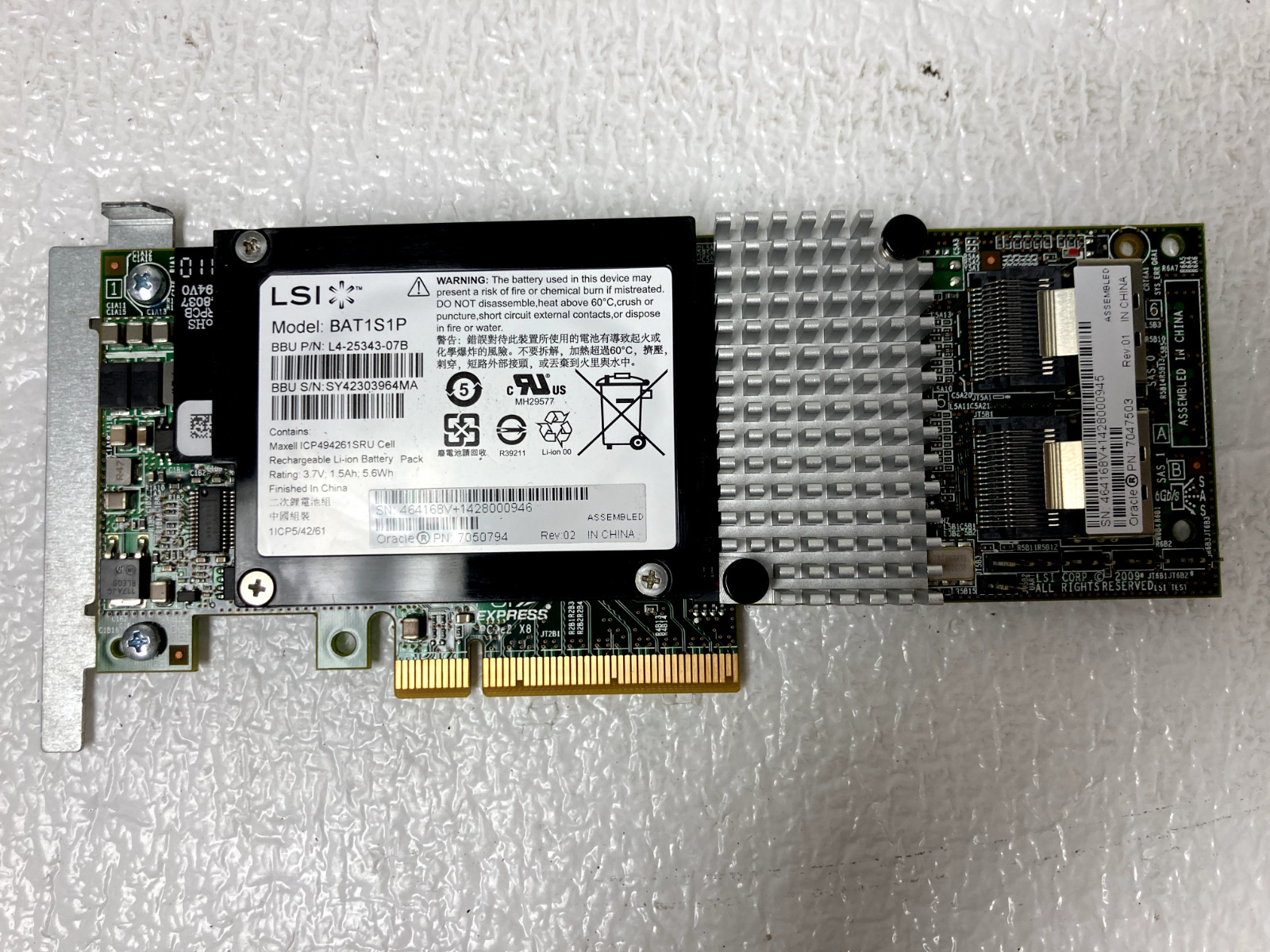 10x Sun Oracle 8-Port 6Gb PCIe Raid Controller 7047503 LP + Battery No Bracket