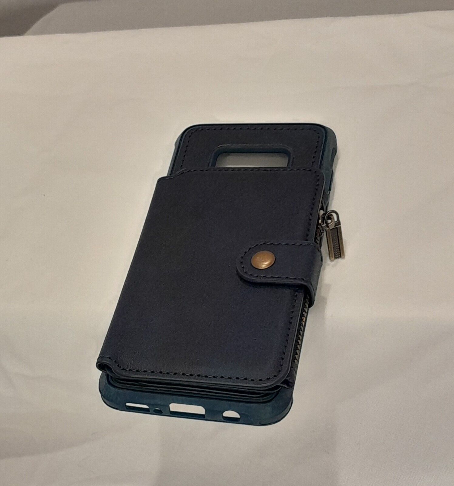 Samsung Galaxy S8 Tri-Fold Blue Leather Wallet Phone Case Zipped Money Pocket
