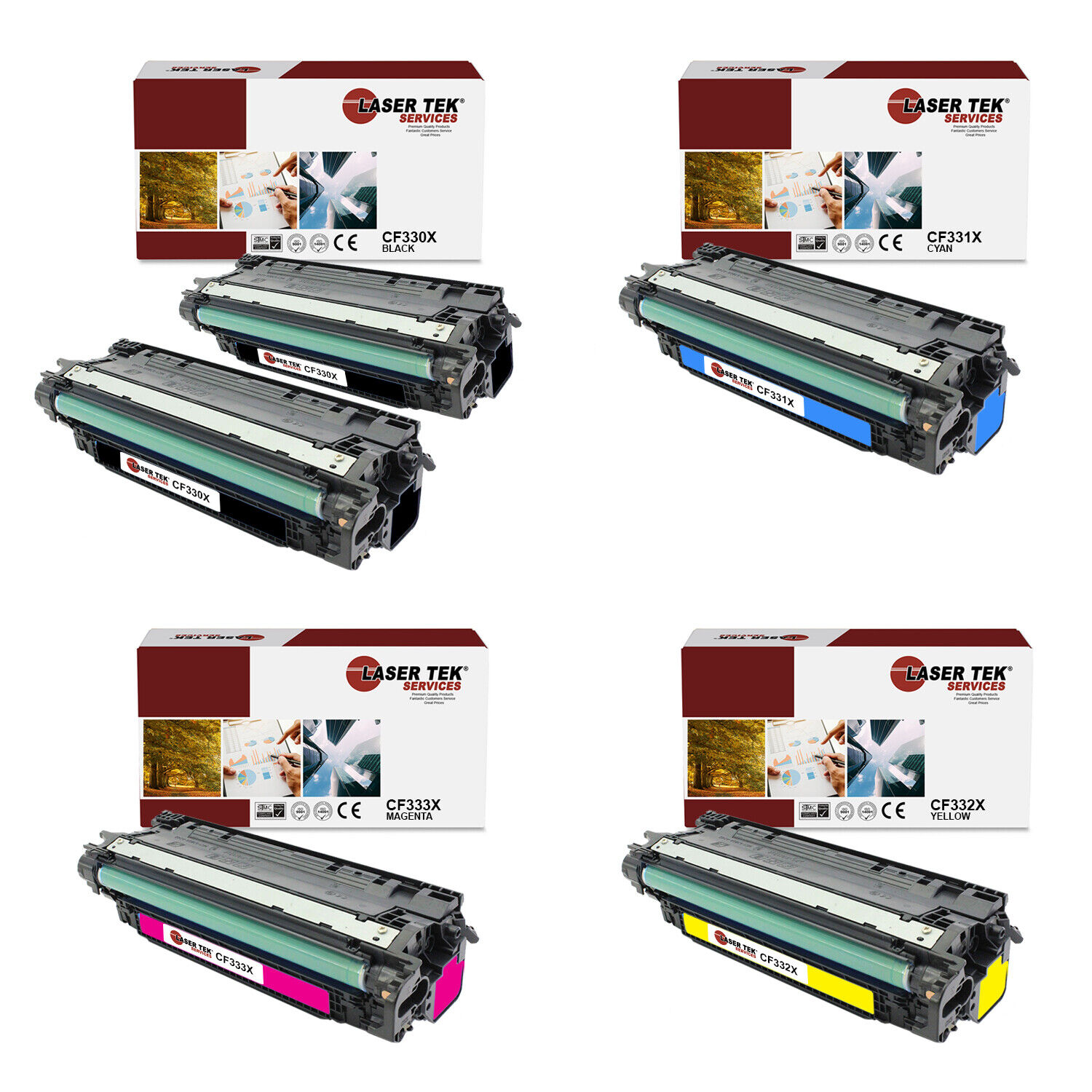 5Pk LTS 654X BCMY HY Compatible for HP LaserJet M651dn M651n Toner Cartridge