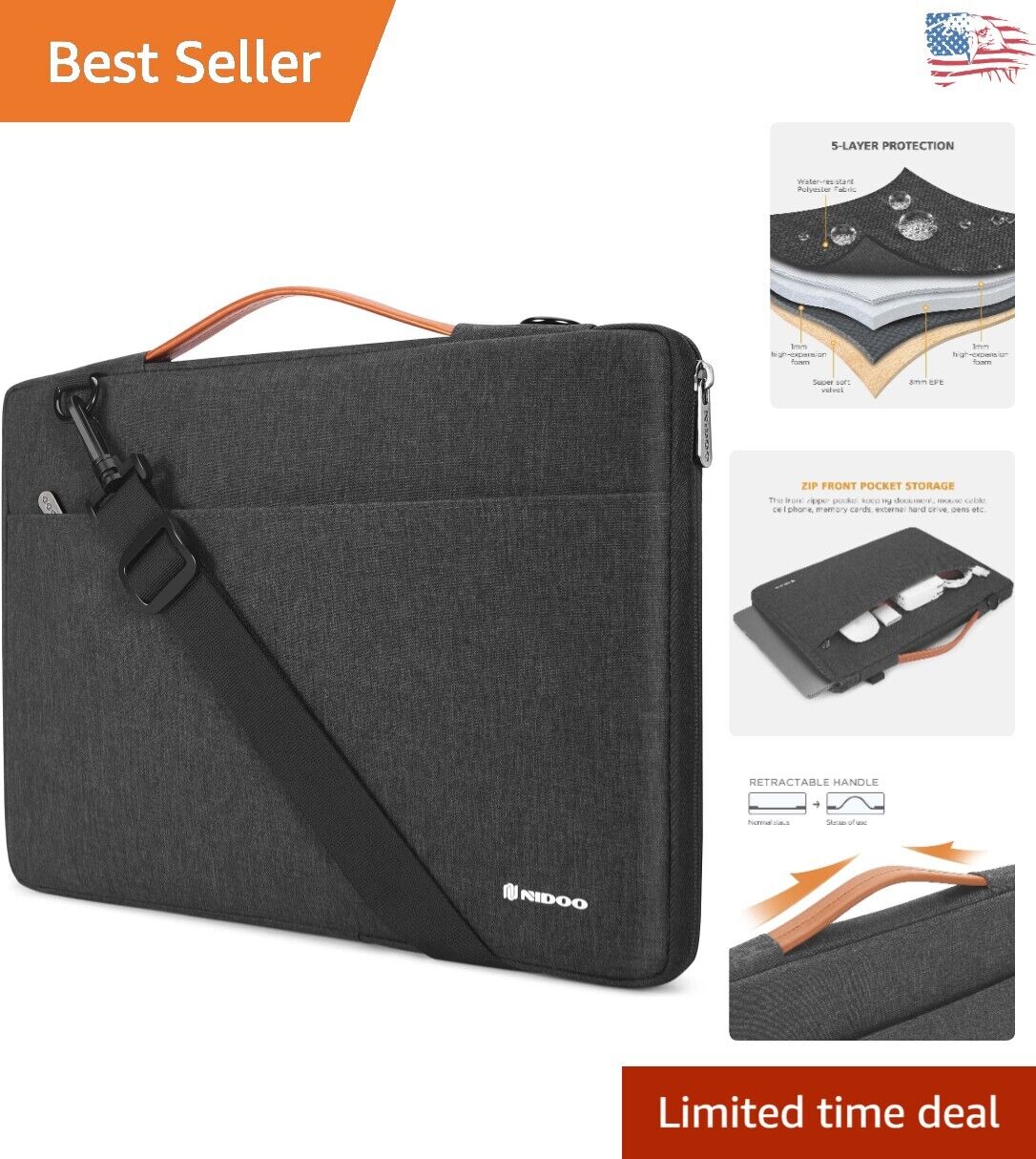 Multi-Functional Laptop Sleeve & Shoulder Bag - Elegant & Protective