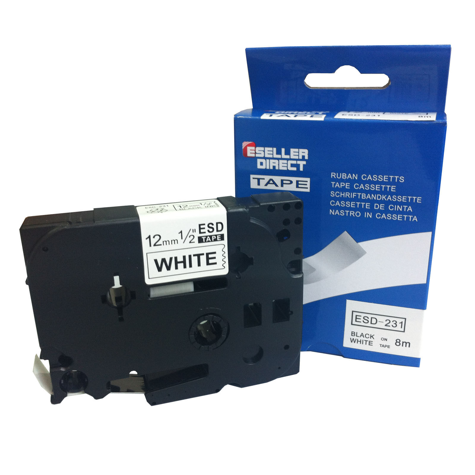 Compatible Label Tape TZ231 Tze231 12mm x 8m for Brother P-Touch Black On White