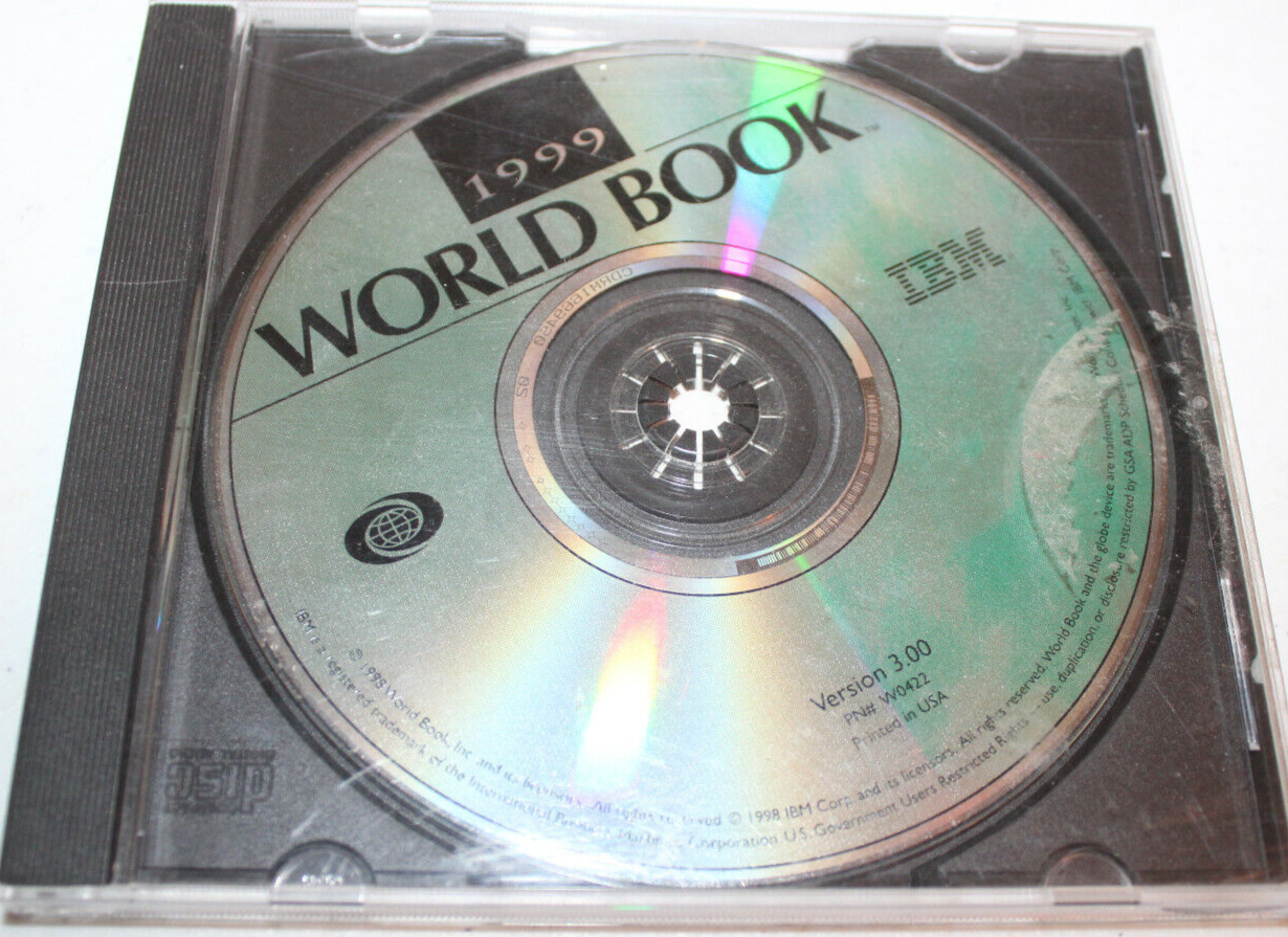 1999 World Book Version 3.00 (CD 1998, World Book Inc.) IBM, Disc Only