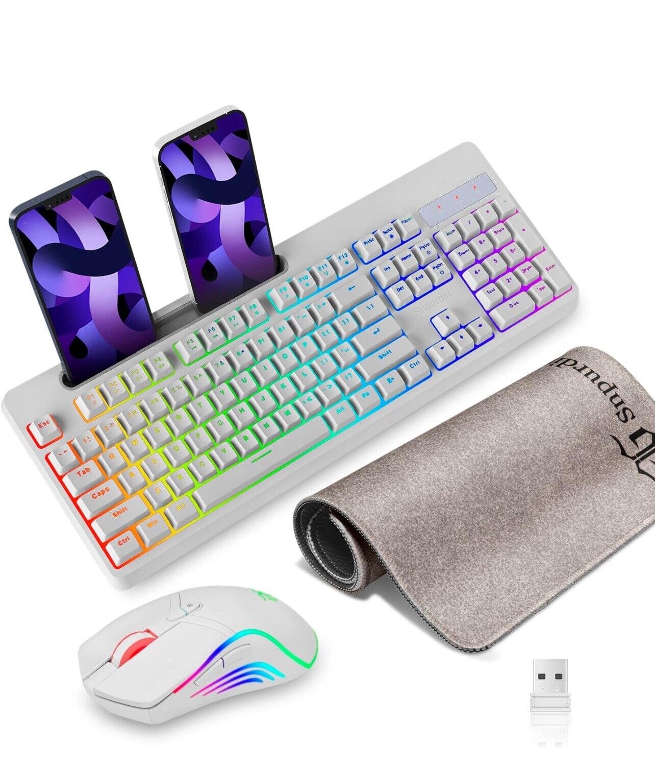 Full Size Wireless Gaming Keyboard and Mouse Combo, True RGB Rechargeable