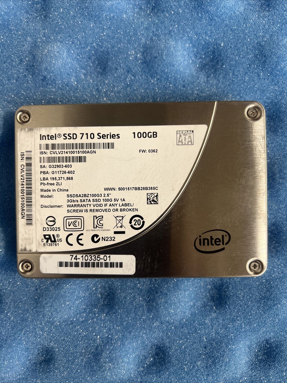 SSDSA2BZ100G3 intel 710 series 100GB SATA2 3.0Gb/s  sesktop SSD 