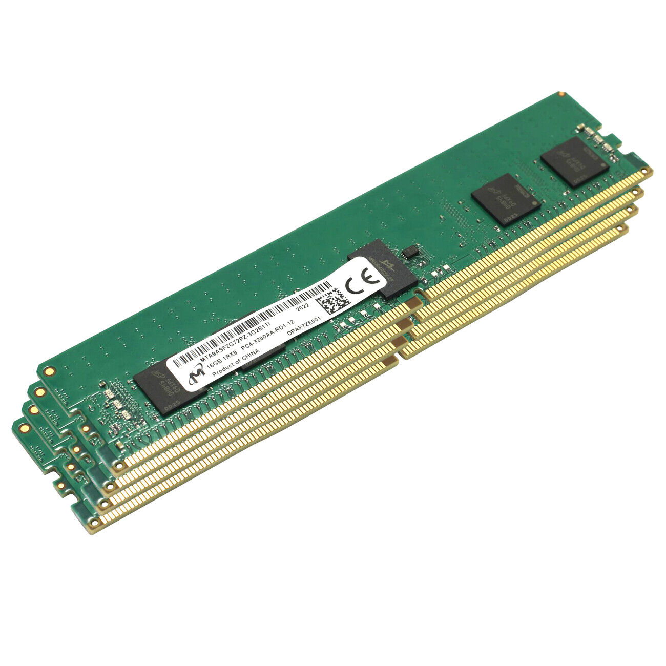 Micron 64GB(4x 16GB) 3200MHz DDR4 ECC RDIMM PC4-25600 288-Pin 1RX8 Server Memory