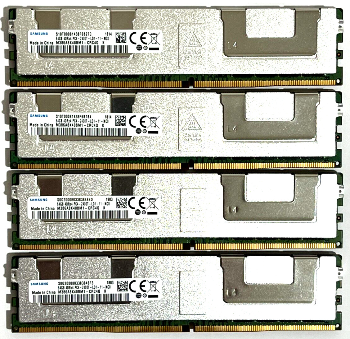 Samsung 256GB 4x 64GB 2400MHz DDR4 4DRx4 PC4-2400T LRDIMM RAM M386A8K40BM1-CRC4Q