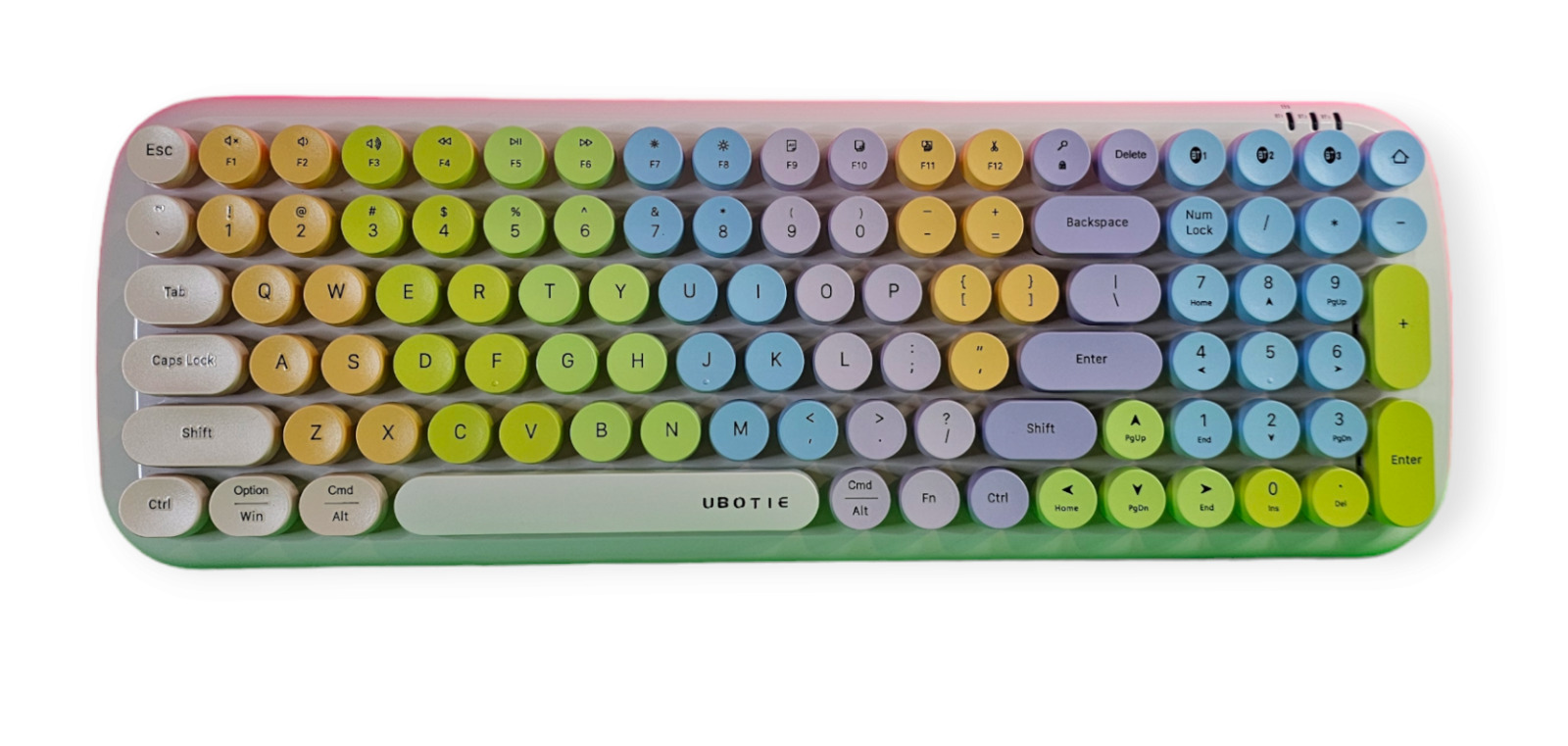 UBOTIE Rainbow Keyboard - Wireless, Bluetooth, Colorful, Portable, 100Key