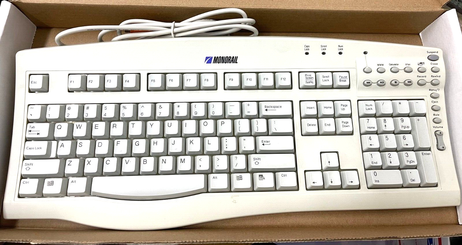 RARE VINTAGE MONORAIL SK-2500 PS2 WINDOWS KEYBOARD WITH CD SOFTWARE US-RM0-KBRK