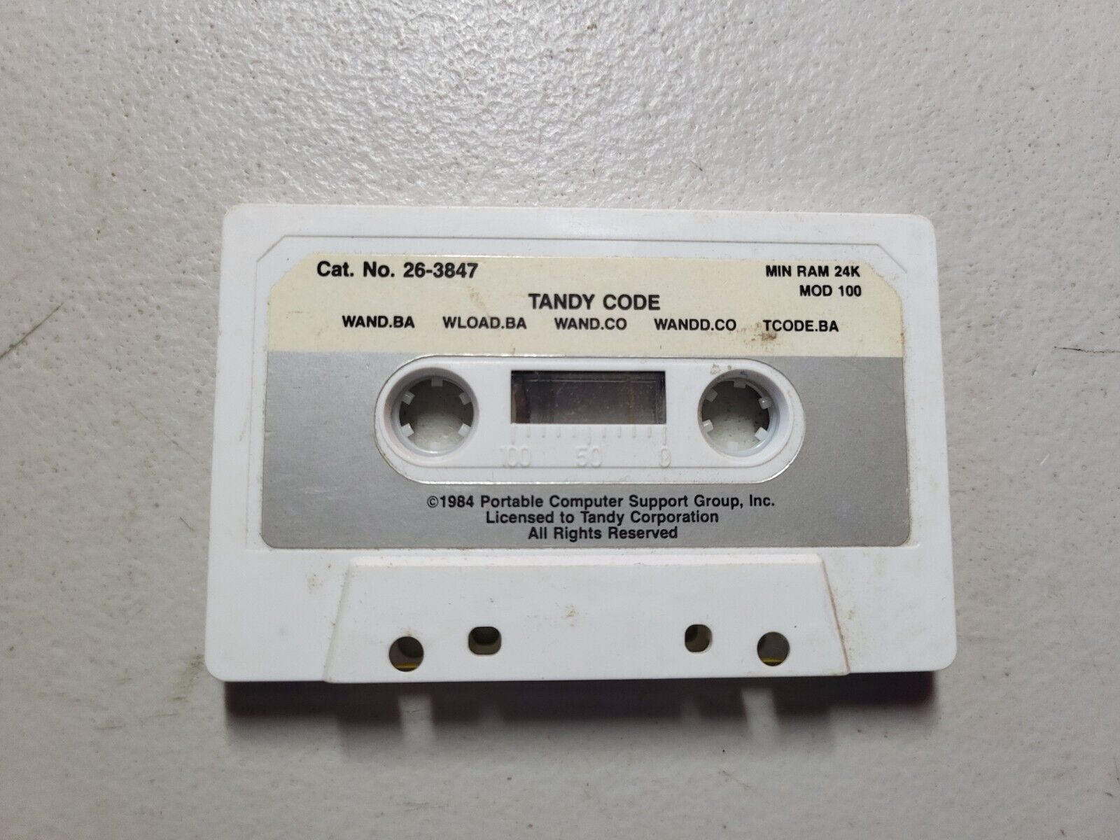 Radio Shack TRS-80 Model 100 26-3847 Tandy Code Cassette 