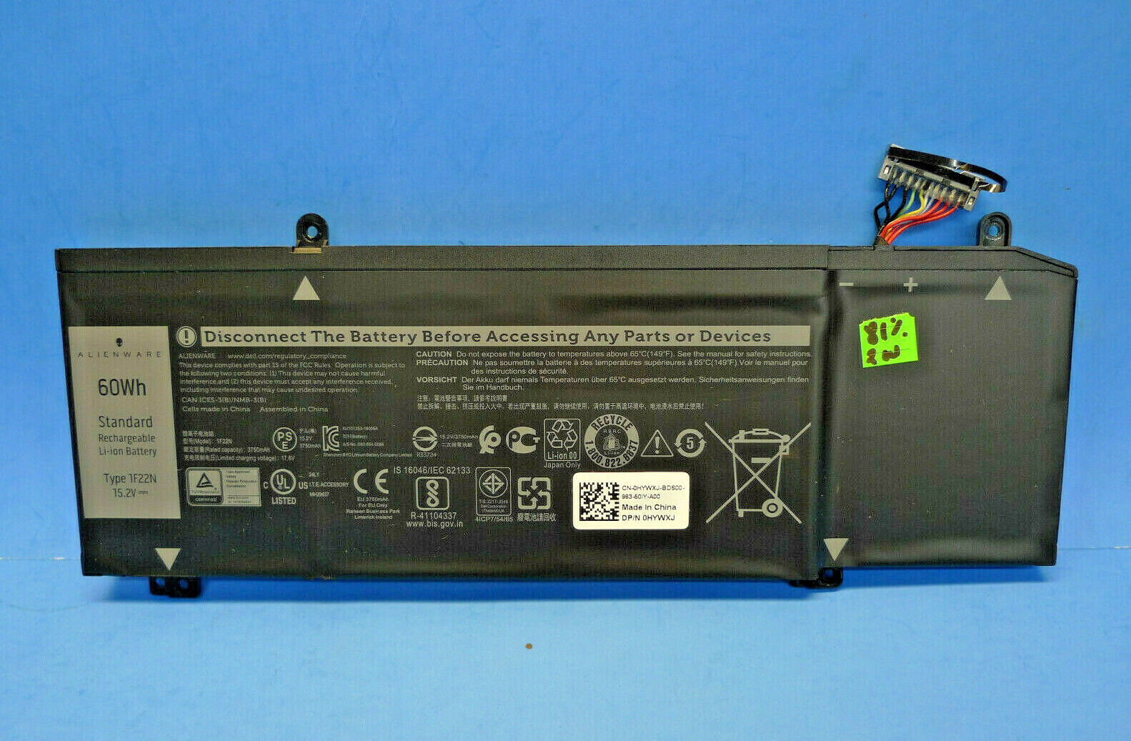 New Genuine Alienware M15 M17 60Wh Laptop Battery 4 Cell Dell 1F22N