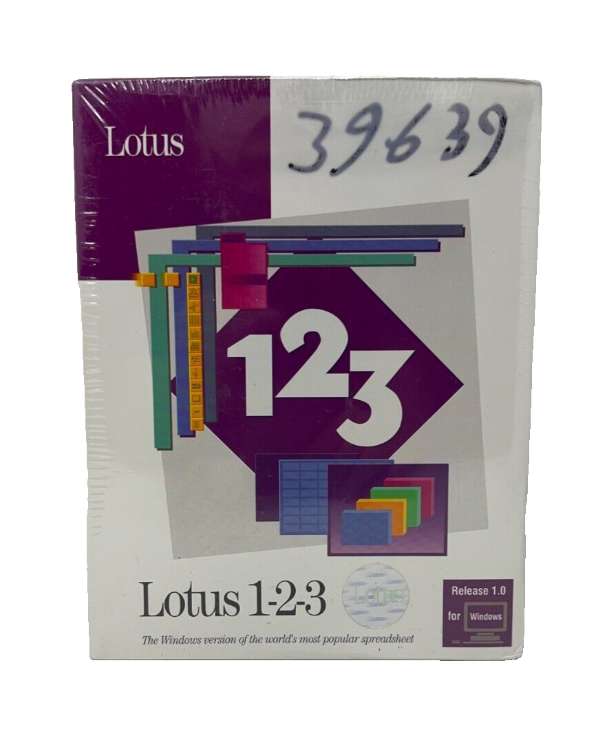 Lotus 1-2-3 Release 1.0 Software 5.25” Floppy Disks For Windows Sealed