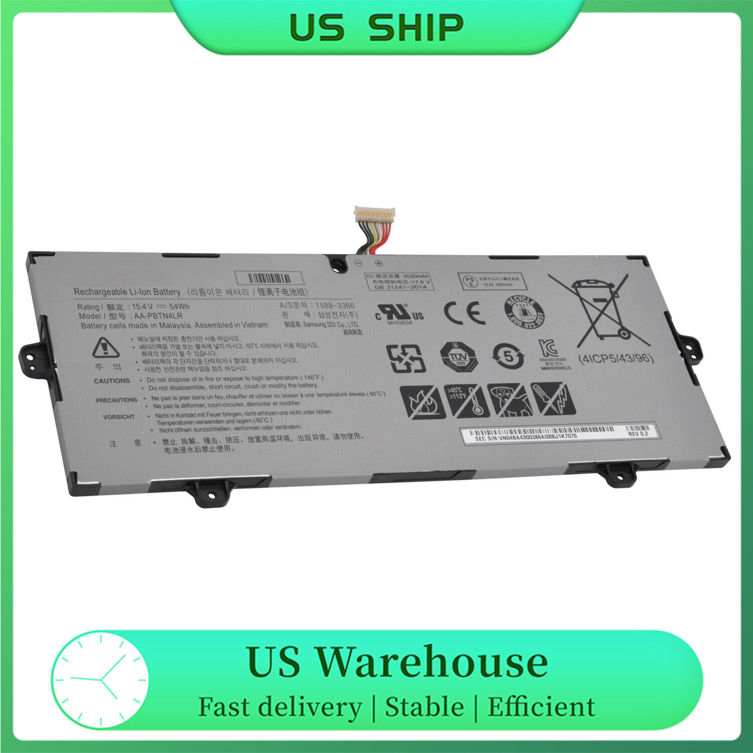 Genuine AA-PBTN4LR battery for Samsung Notebook 9 Pro 15″ NP940X3M NT950QAA 59Wh