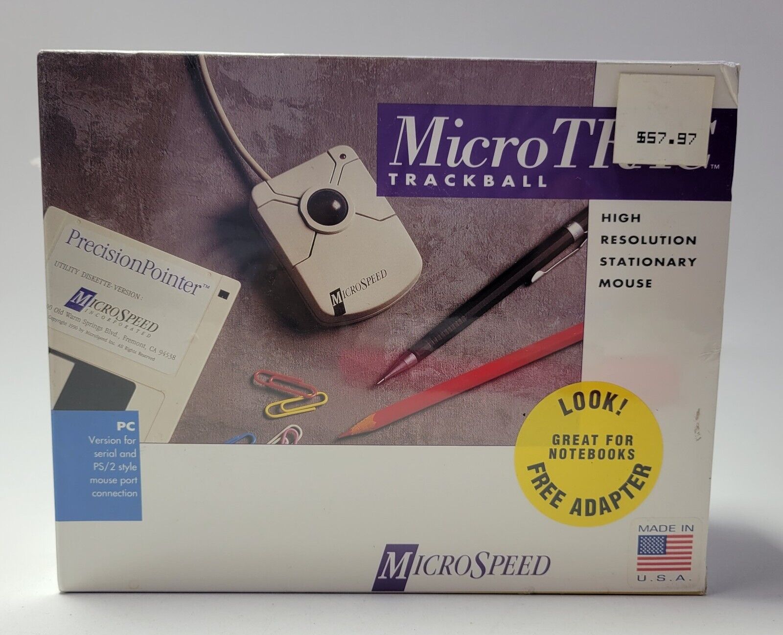 MicroTRAC Trackball Micro Speed Vintage Sealed NOS PC Computer 