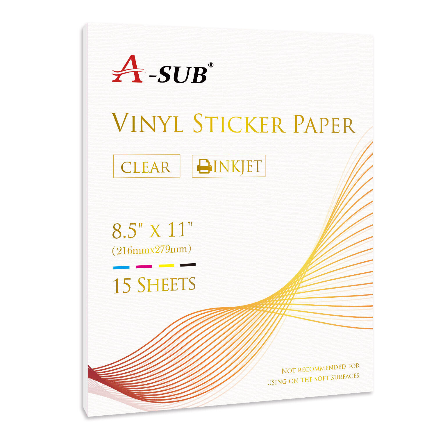 A-SUB Clear Sticker Paper Waterproof for Inkjet Printable Vinyl Sheets 8.5x11