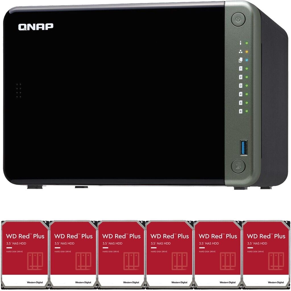 QNAP TS-653D 6-Bay 8GB RAM 12TB (6x2TB) Western Digital NAS Drives