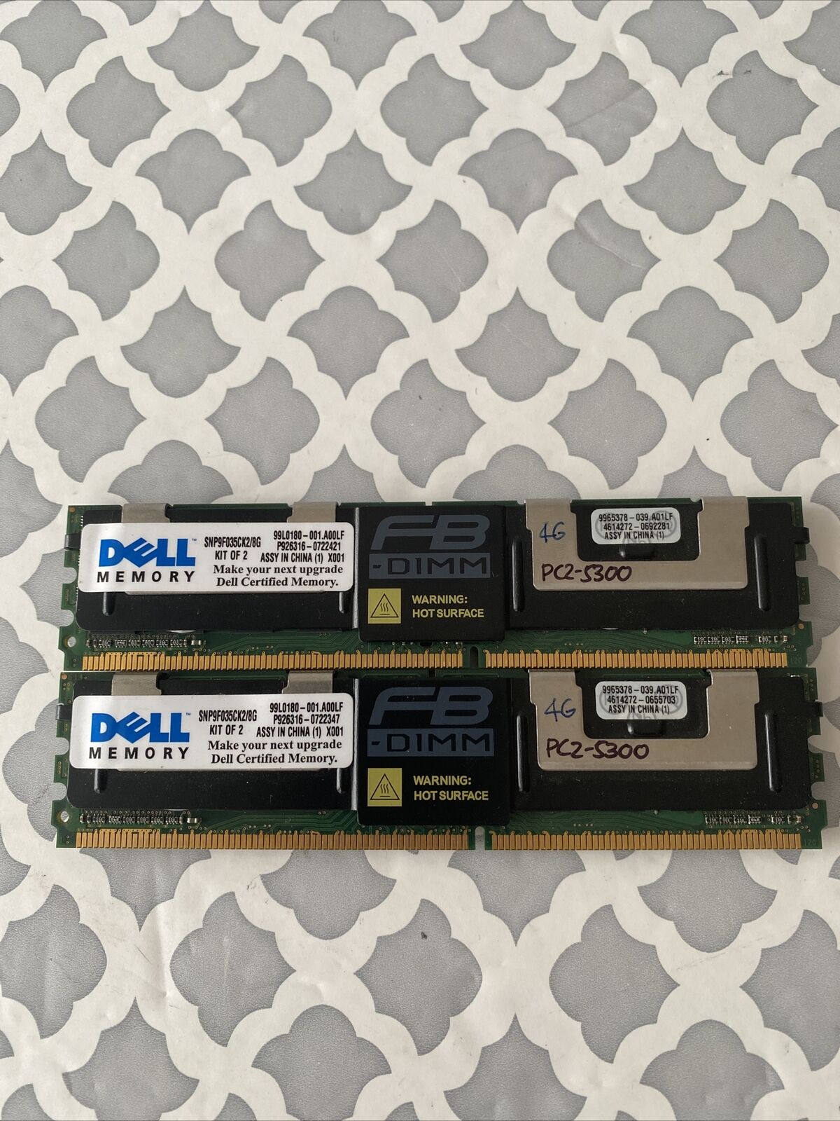 Dell 8GB Server Memory Upgrade Kit SNP9F035CK2/8G 2x4GB PC2-5300 Genuine OEM