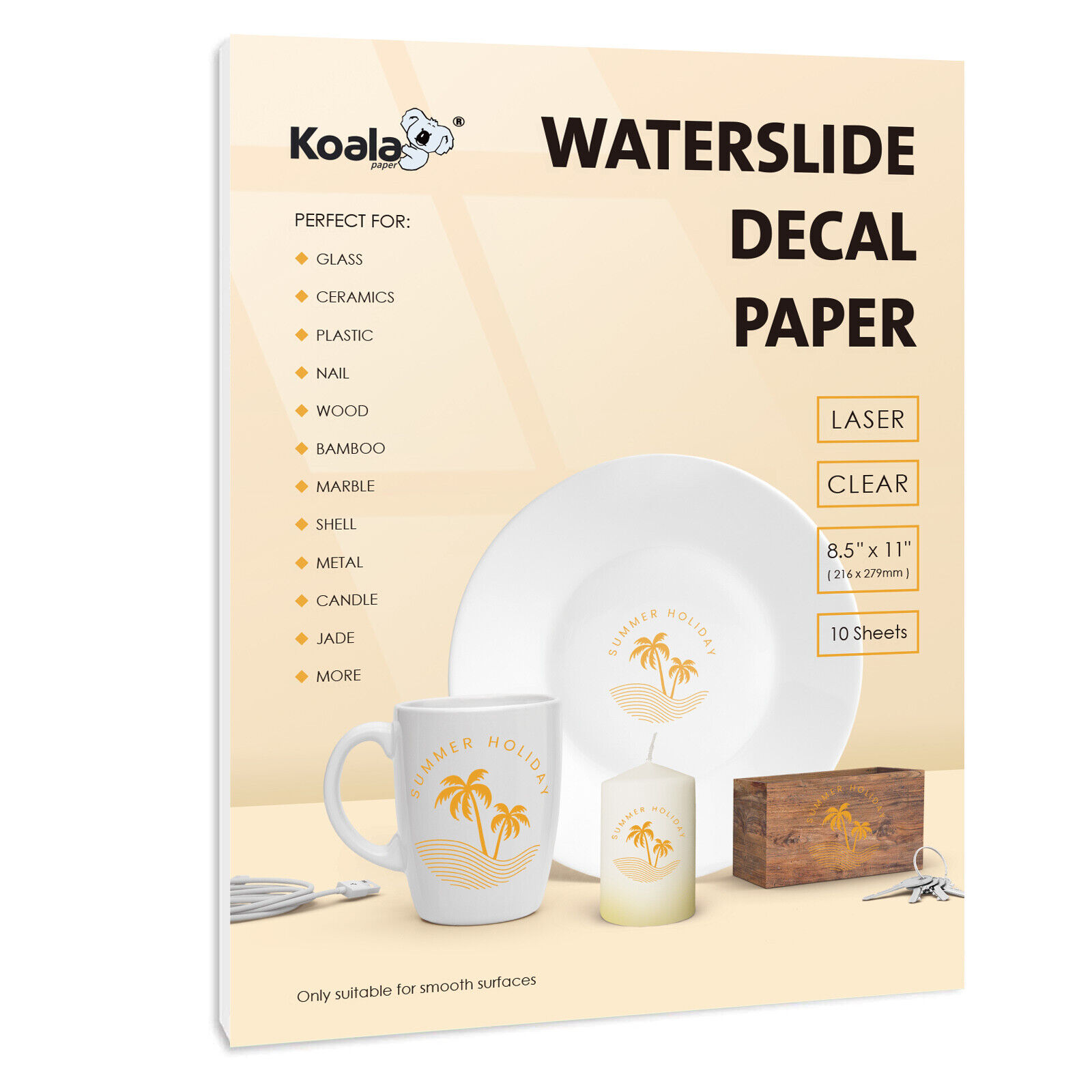 10 Sheet Koala LASER CLEAR Waterslide Decal Paper Premium Water Transfer 8.5x11