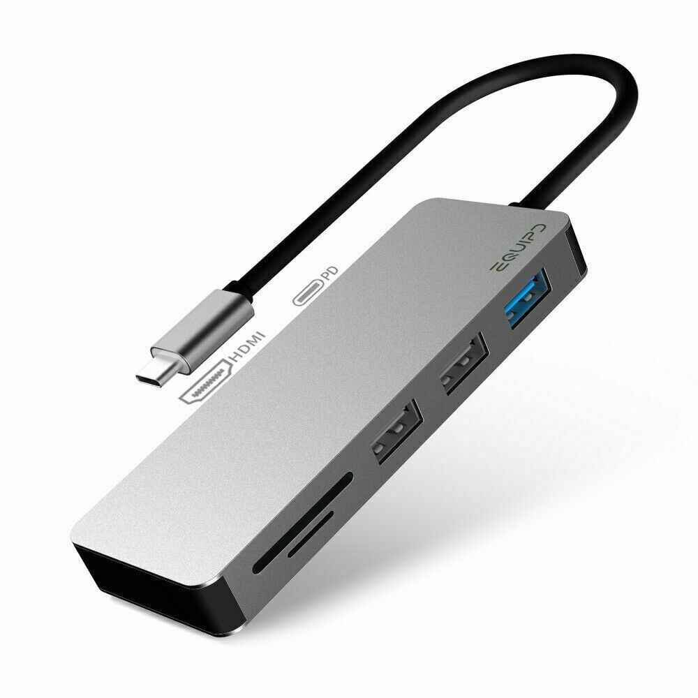 Aluminum USB C Hub 7-in-1 Adapter 4K HDMI Card Reader USB 3.0 100W PD Charging