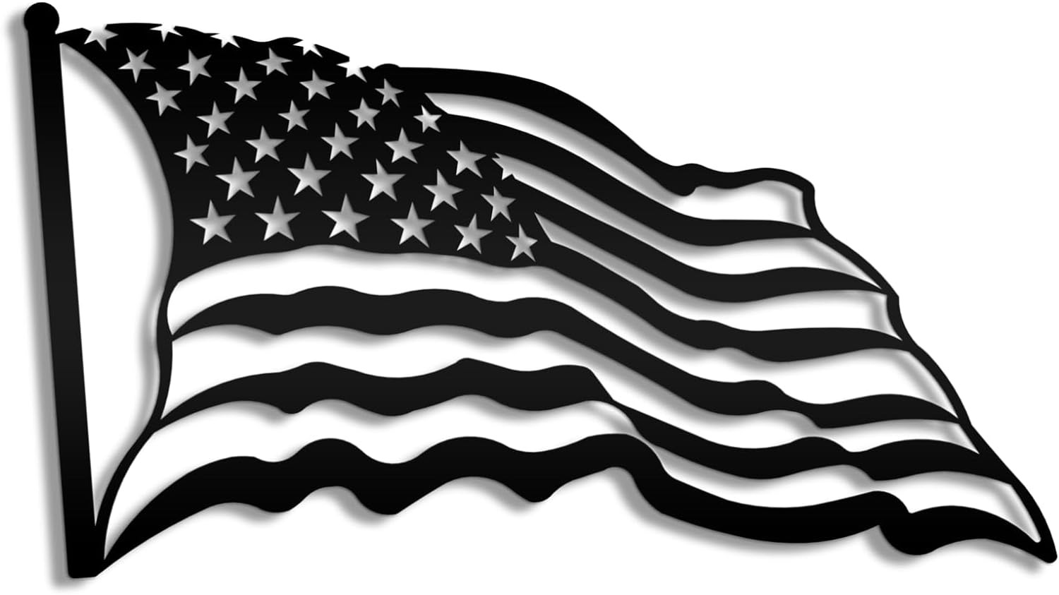 Patriotic 16-Inch Metal Wall Art: Wavy American Flag with Durable Powder Coating