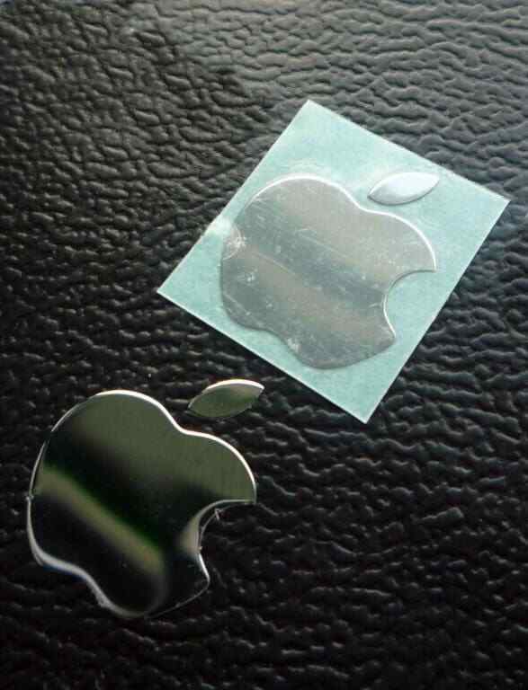 Apple Label / Aufkleber / Sticker / Badge / Logo metal/chrome 8mm x 10mm [007]