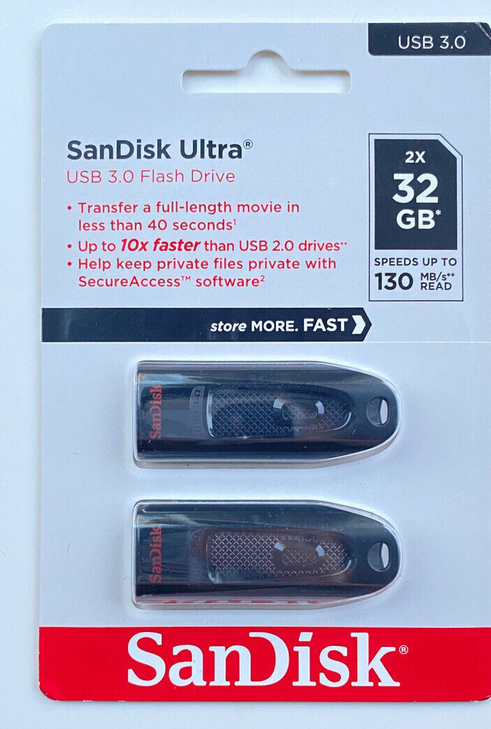 SanDisk ULTRA 32 GB USB 3.0 Flash Drive 2 Pack