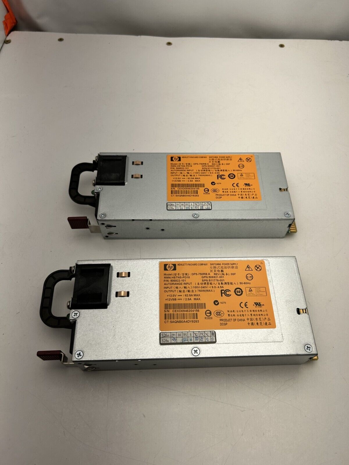 PAIR HP  DPS-750RB A Server Power Supply 750w HSTNS-PD18 506822-101 506821-001