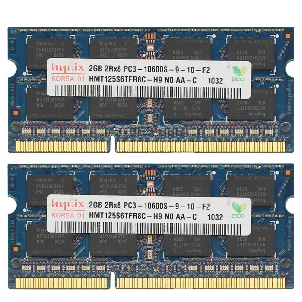 Laptop 4 GB 2GB*2For Hynix DDR3 SODIMM PC3-10600S 1333MHz 204Pin AA-C RAM Memory