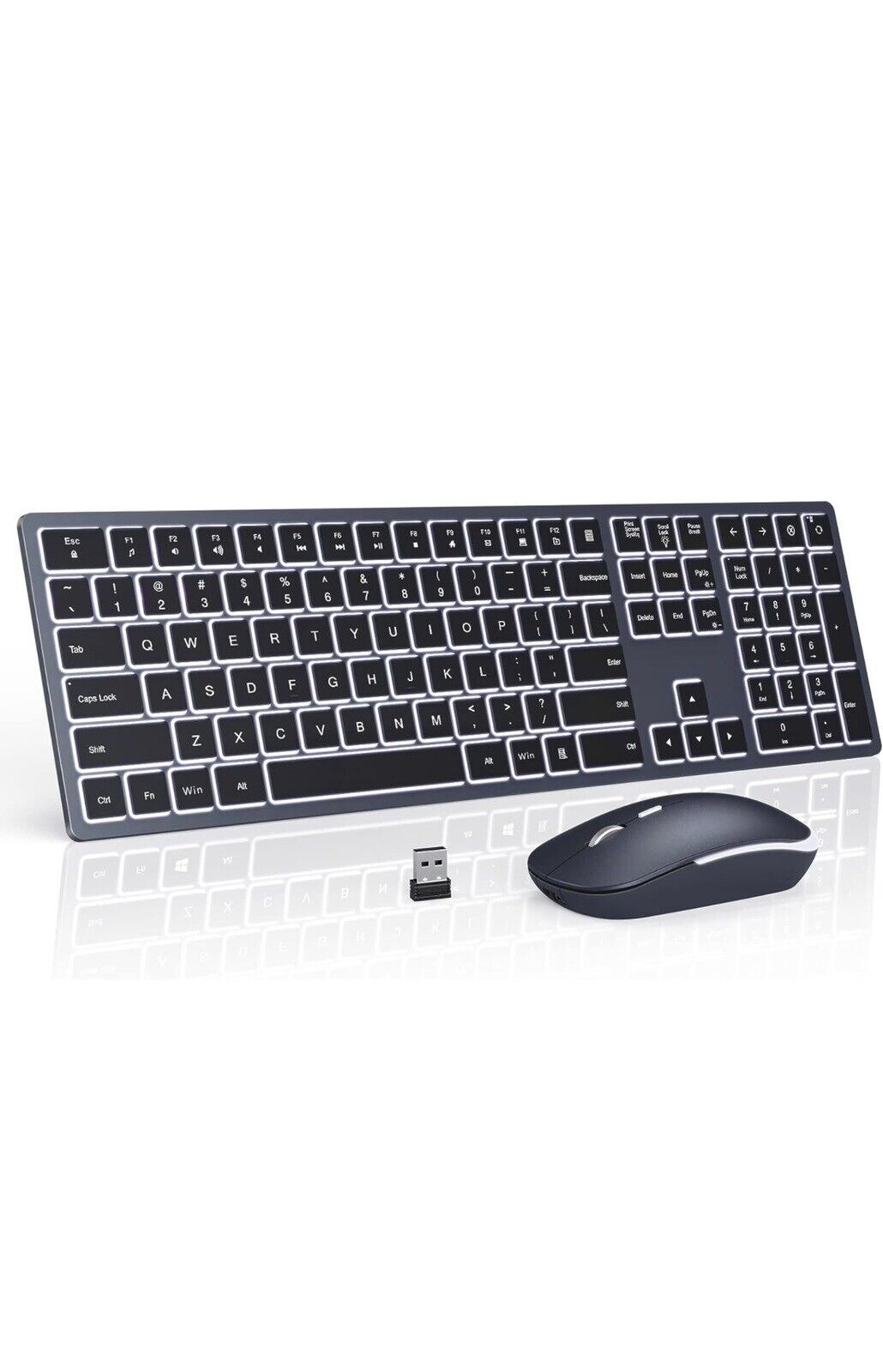 Seenda Wireless Backlit Keyboard & Mouse IWG-ZXK26TZ Ultra-thin Rechargeable New