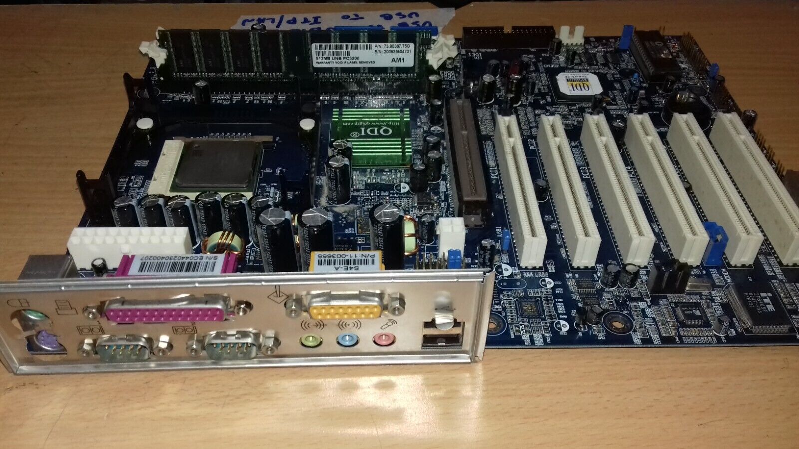 VINTAGE QDI SUPERB 4E MOTHERBOARD + RAM + CPU + IOPLATE