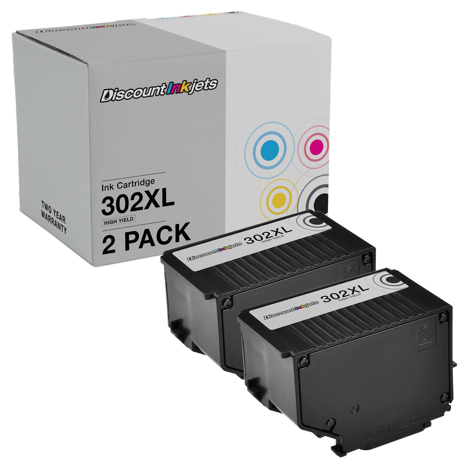 Ink Cartridge Replacements for Epson 302XL T302XL020 HY (Black, 2-Pack)