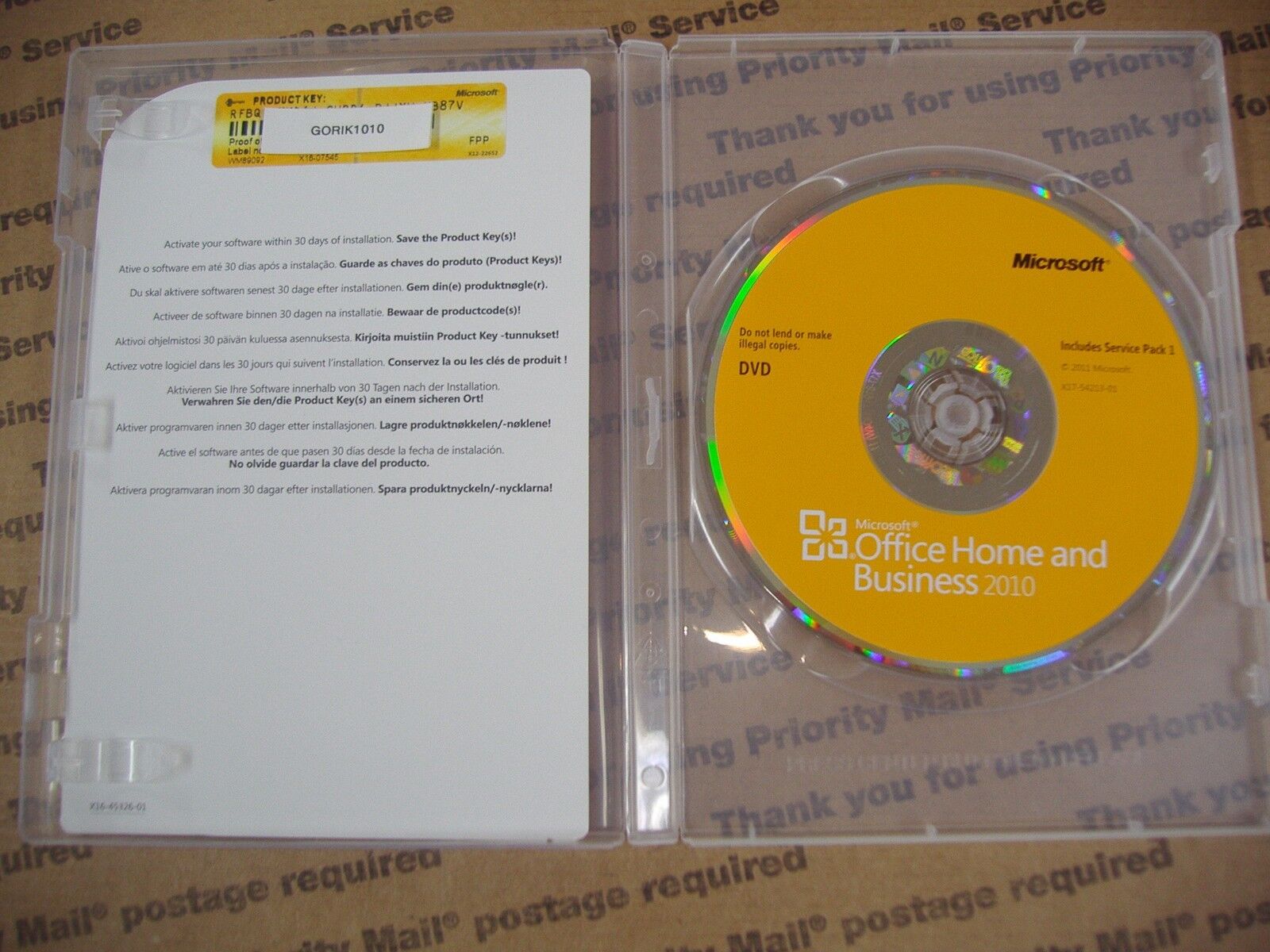 MS Microsoft Office 2010 Home and Business Full English Retail Vers. =BRAND NEW=