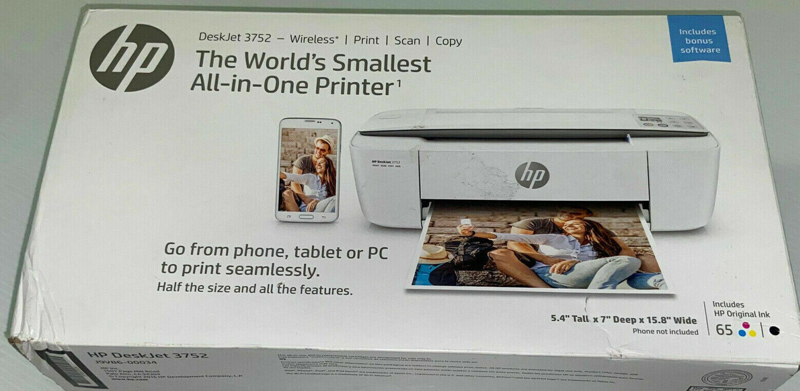 New HP Deskjet 3752/3755/3772 Printer-All in One-Wireless-Print+Free HP 65 INK