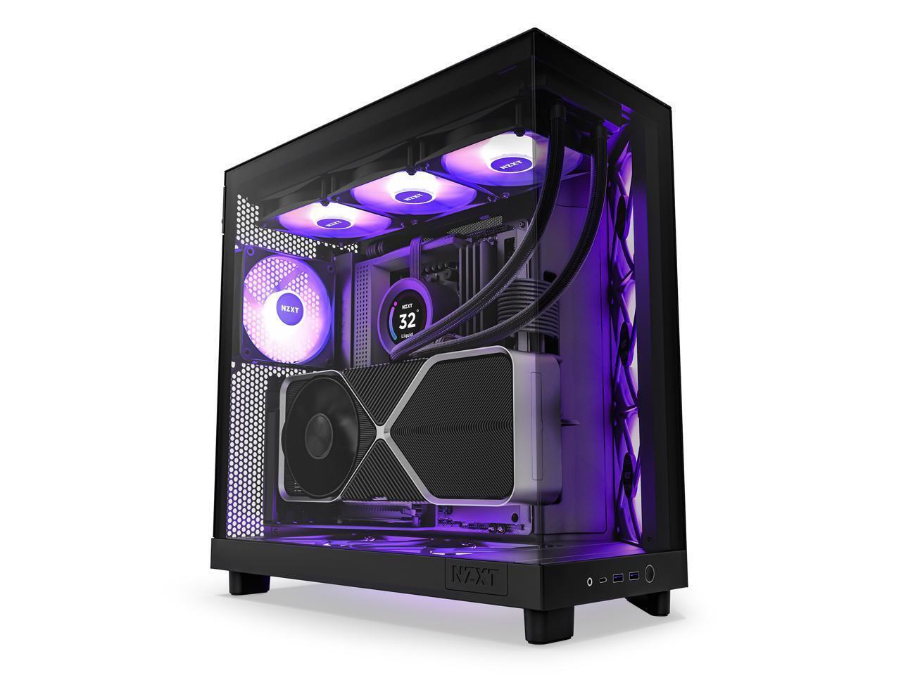 NZXT H6 FLOW RGB Compact Dual-Chamber Mid-Tower Airflow Case, Black, CC-H61FB-R1