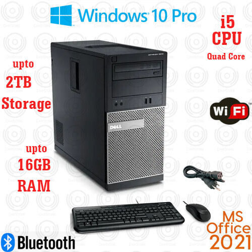 WINDOWS 10 PC Dell Desktop Computer PC i5-4570 16GB RAM SSD 2TB HDMI DP Office21