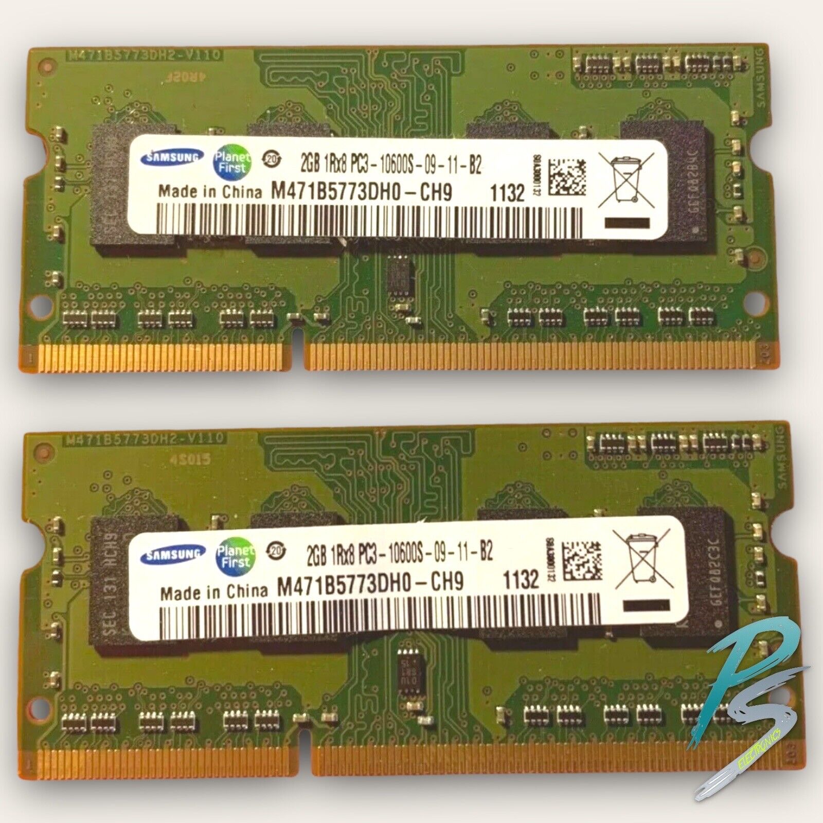 Samsung 4GB (2X2GB) 1Rx8 PC3-10600S  Laptop RAM Memory M471B5773DH0-CH9