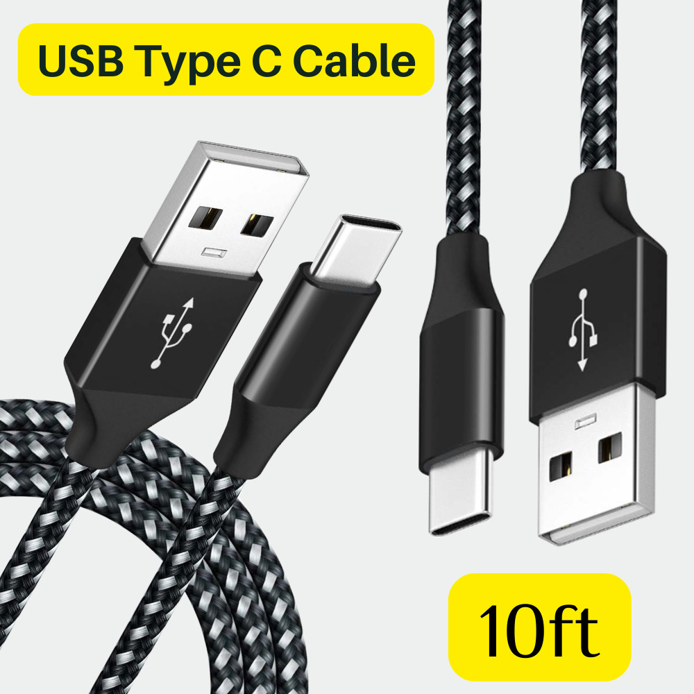 10ft USB-C Fast Charger Cable For iPhone 15 Pro Max Samsung Type C Cord Lot New