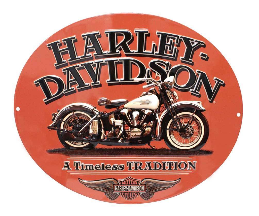 Harley-Davidson Embossed Timeless Vintage Motorcycle Tin Sign, Orange 2010781