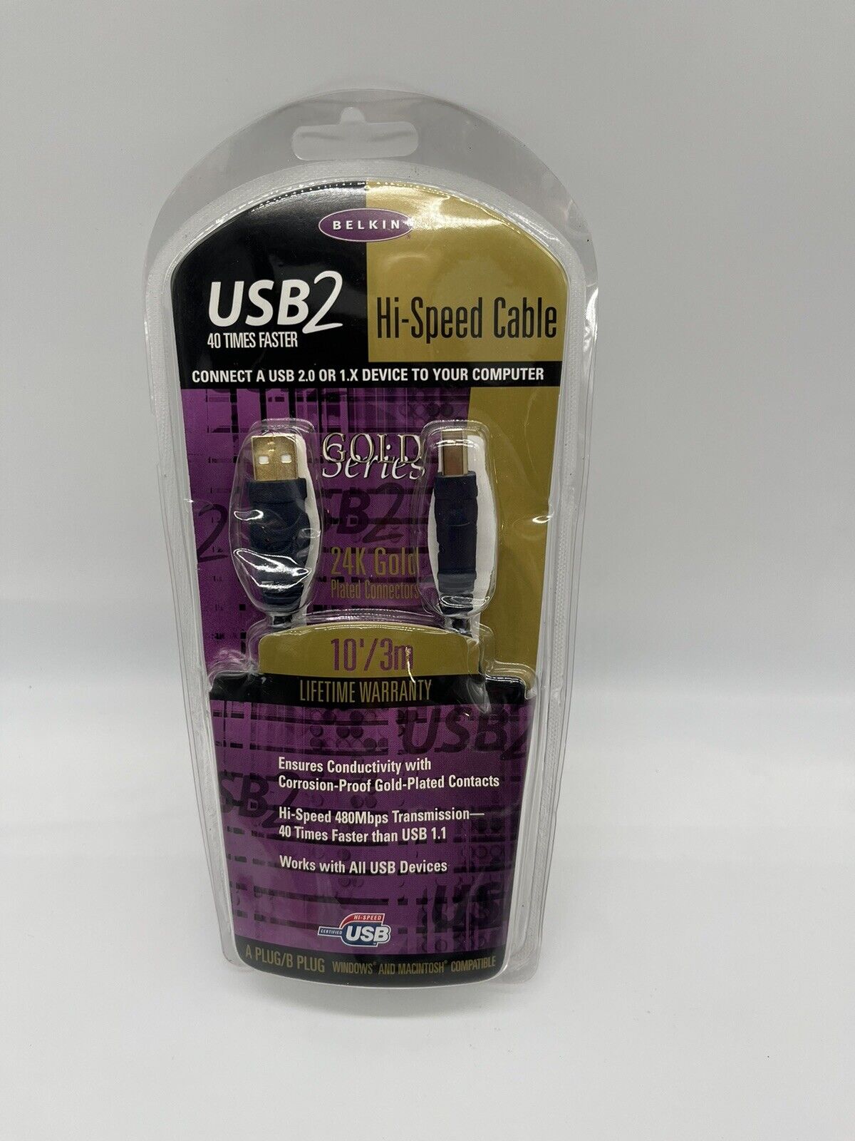 New Belkin Gold Series High-Speed USB 2.0 Cable, 6ft. Black