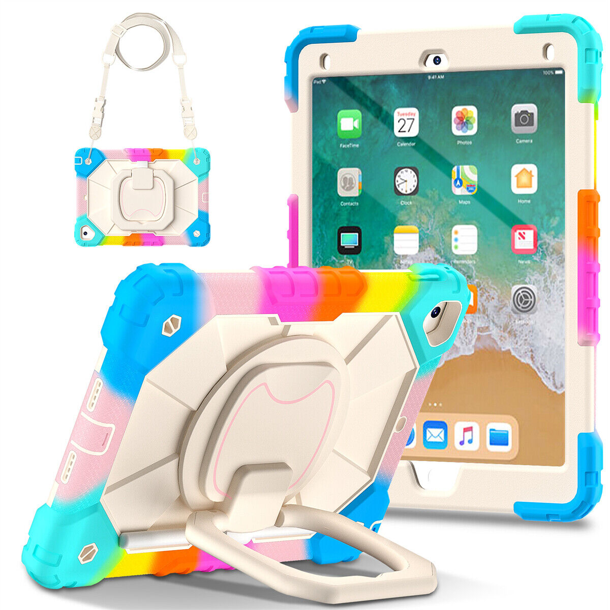 For iPad 10th 9th 8th 7th 6th Air5 Pro 11 Shockproof Heavy Duty Stand Strap Case