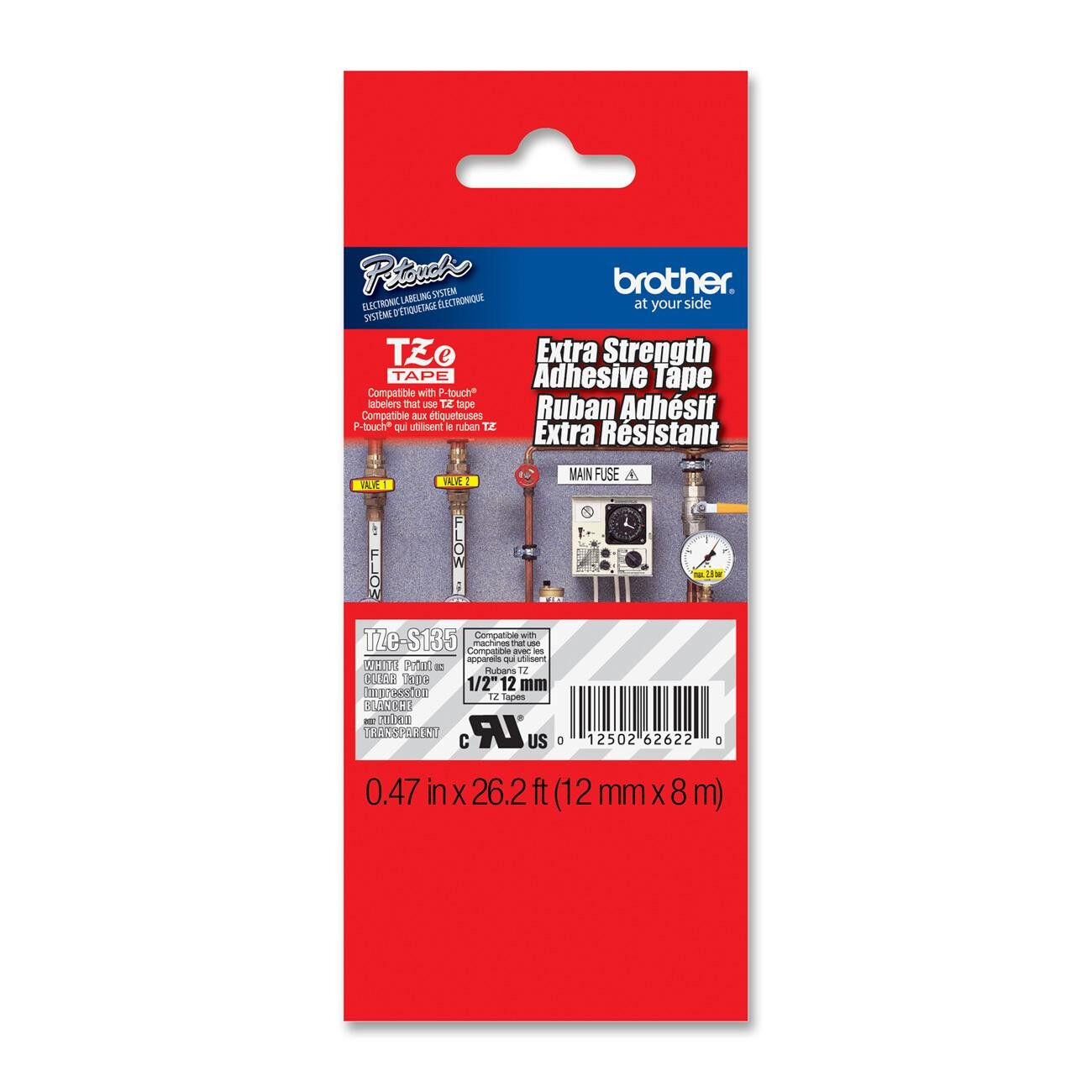 Brother TZeS135 TZS135 extra strength white on clear P-touch tape PT1880 PT1280