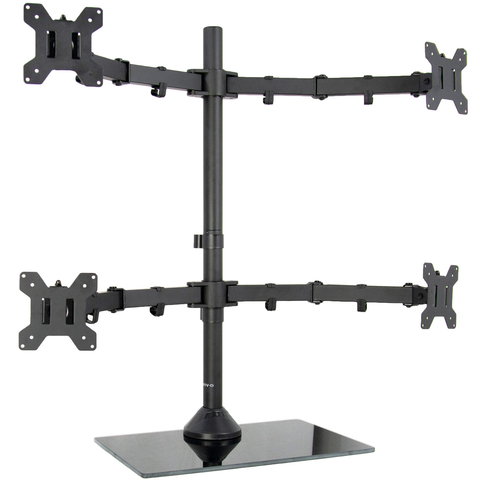 VIVO Quad Monitor Desk Stand Mount Freestanding Glass Base | 4 Screens up to 27