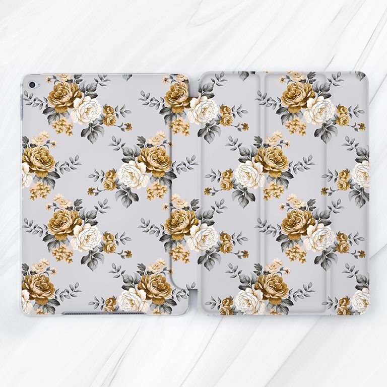 Gold Rose Vintage Flowers Case For iPad 10.2 Air 3 4 5 Pro 9.7 11 12.9 Mini
