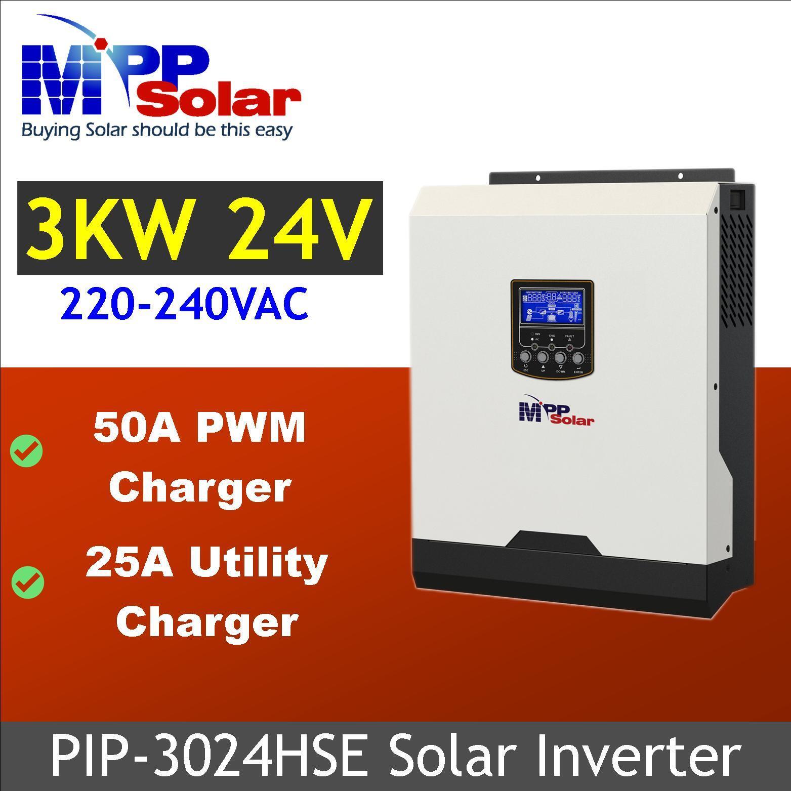 (HSE) Solar inverter 24v 3000w 230vac 50A PWM solar charger 25A battery charger