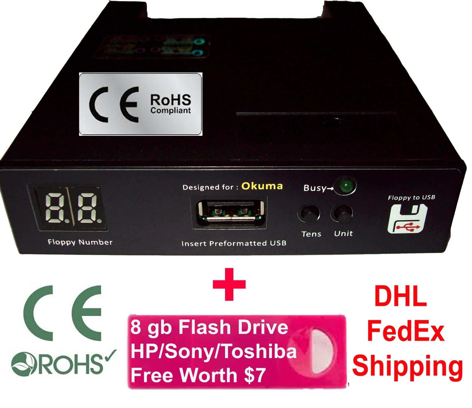 Floppy Drive to USB Converter Emulator for Okuma Lathe + free 16 GB Flash Drive