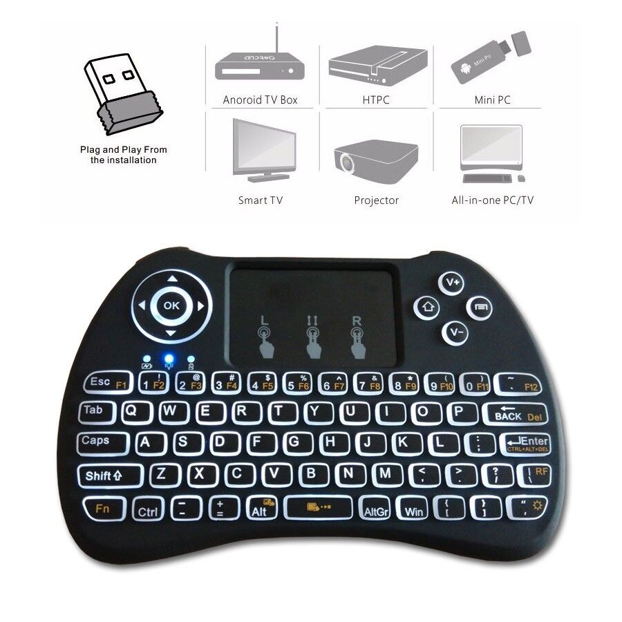 High Quality Backlit Mini 2.4G USB Wireless Keyboard Touchpad for Smart TV Box
