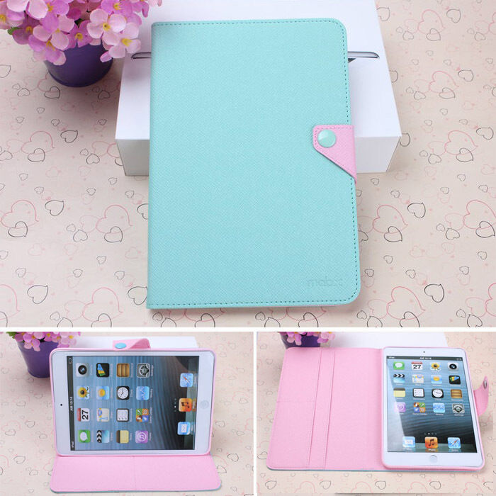 New Mint Pink Magnetic Leather Folio Stand Smart Case Cover for Apple iPad Mini
