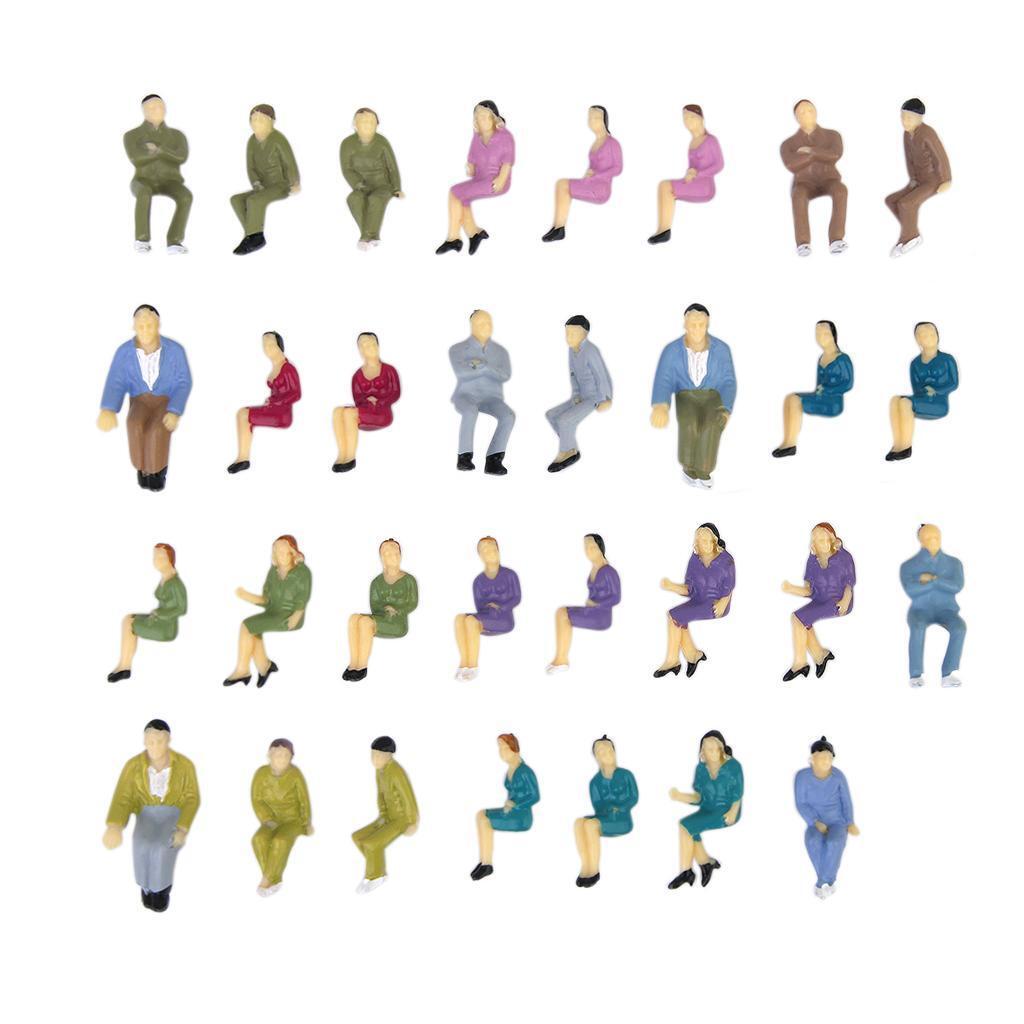 50pcs Painted Model Train Seated People Passengers Seated Figures O Scale 1:50