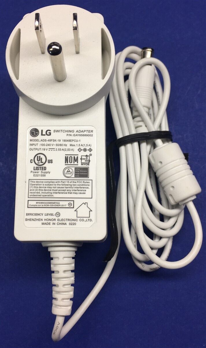 Genuine LG Monitor AC Power Adapter ADS-48FSK-19 19048EPCU-1 19V 2.53A 48W White