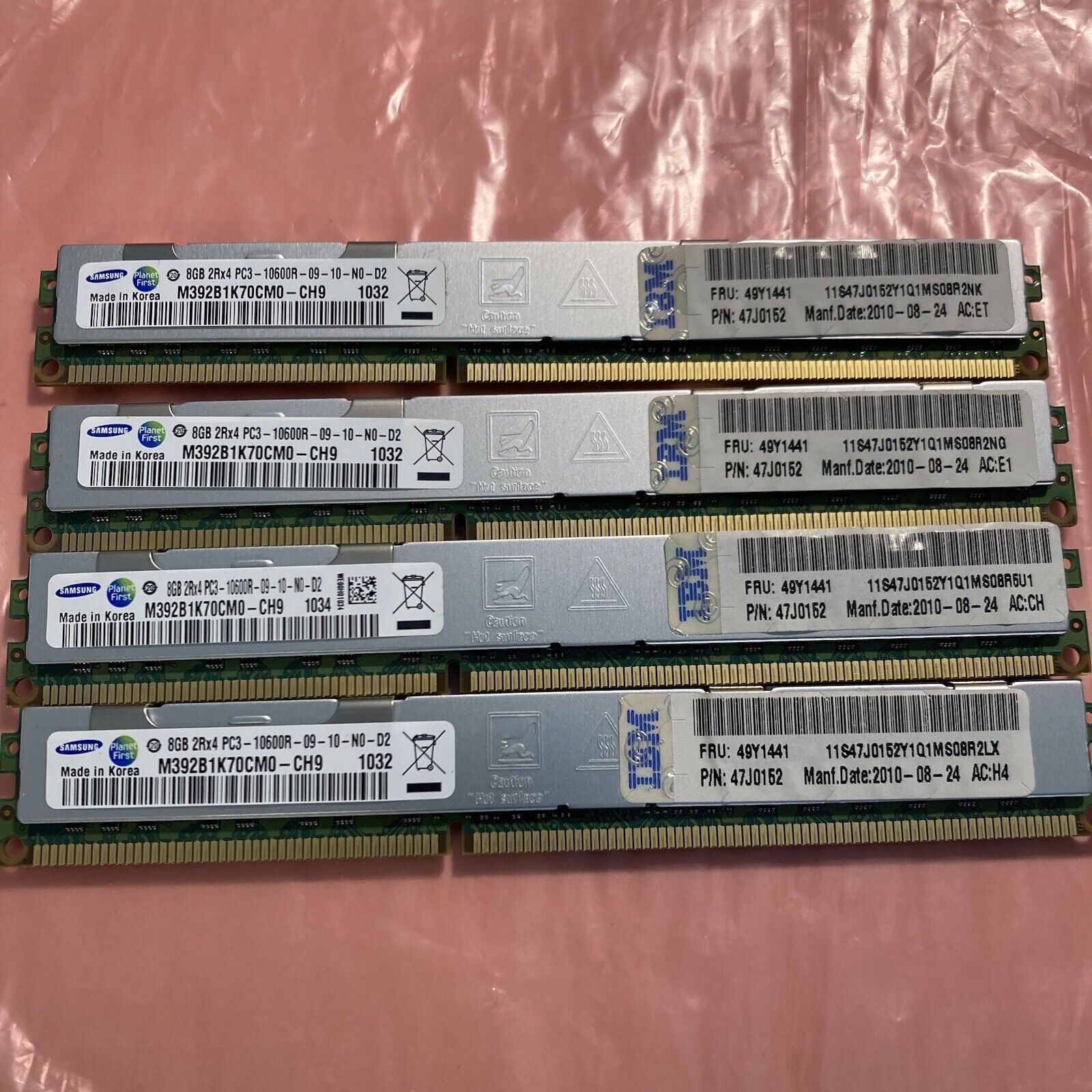 SAMSUNG IBM 32GB(4x8GB) 2Rx4 PC3-10600R SERVER Only ECC REG Ram M392B1K70CM0-CH9